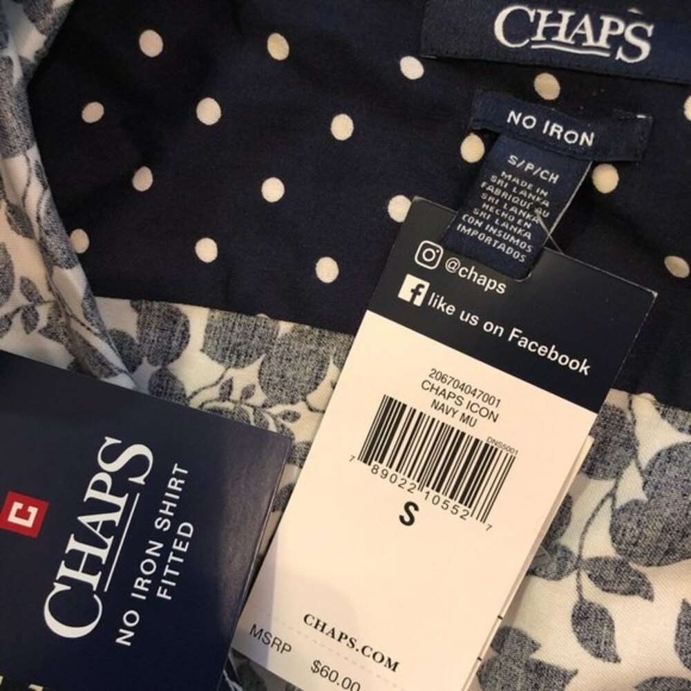 Chaps Flip Cuff Fitted Button Down Shirt Blue Whi… - image 4